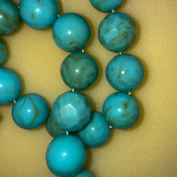 Stella &Dot vintage Y2K hand painted Turquoise chunky BLOOM beaded necklace - Picture 6 of 9